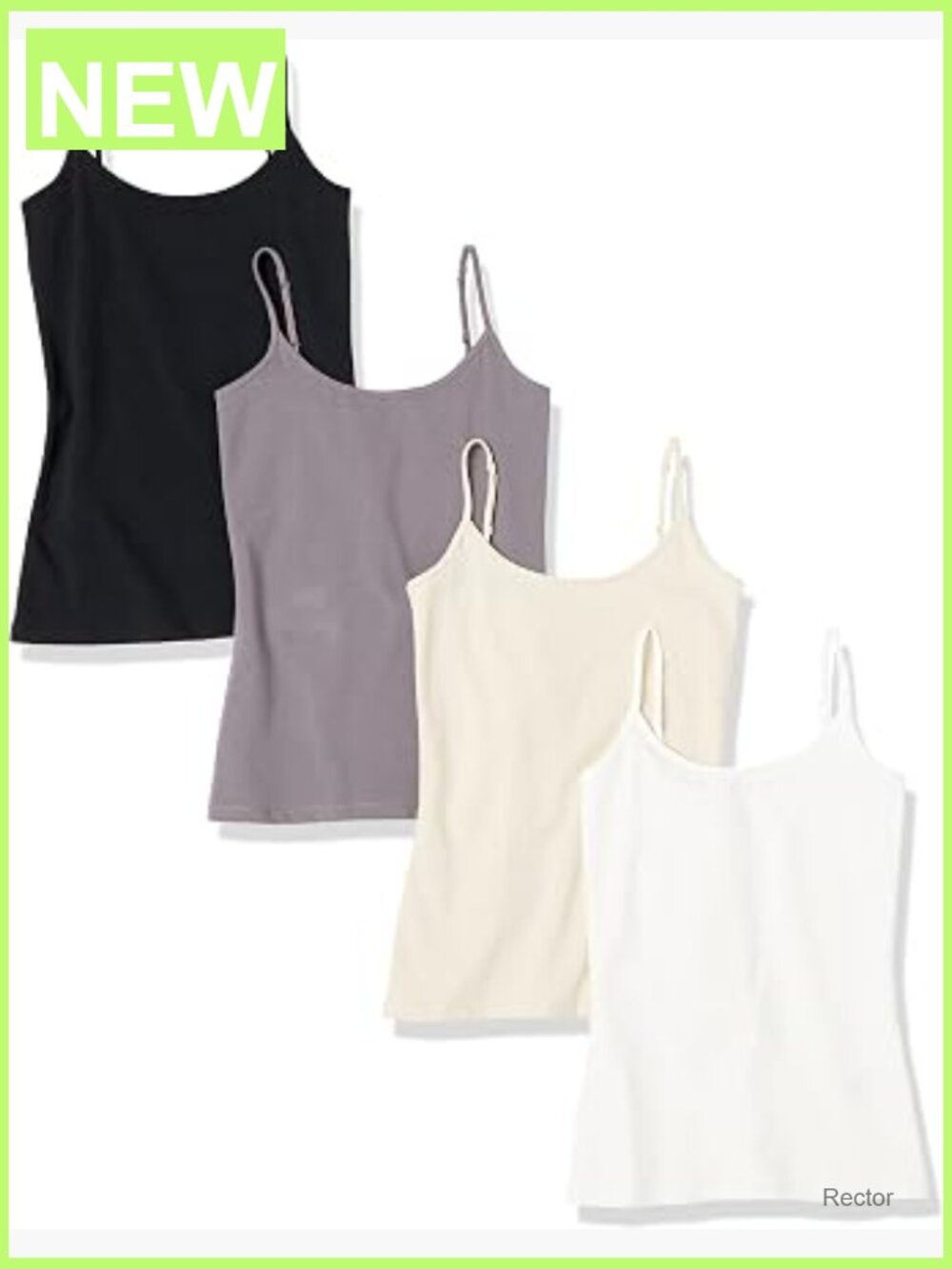 Women's Slim-Fit Camisole 4-Pack Layering Tank Scoop Neck